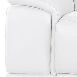 HomeRoots 134" White Leather Reclining Sofa with USB Charging – Luxurious Comfort, Modern Design, and Durability 643705