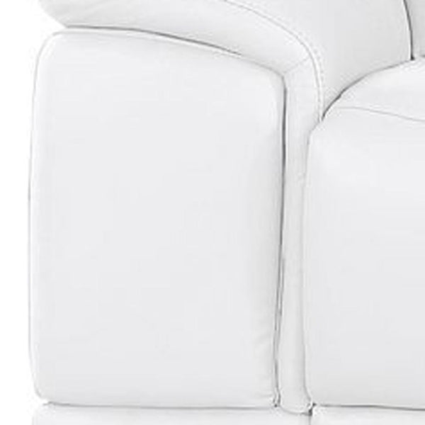 HomeRoots 134" White Leather Reclining Sofa with USB Charging – Luxurious Comfort, Modern Design, and Durability 643705