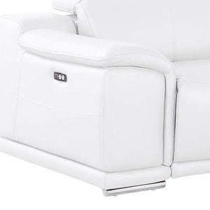 HomeRoots 175" White Leather Reclining Sofa with USB Charging – Luxurious Comfort for Modern Living Spaces 643709