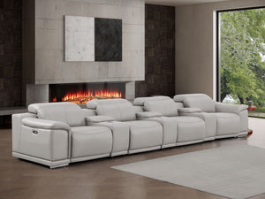HomeRoots 175" Ash Gray Leather Reclining Sofa with USB Charging - Modern Comfort for Stylish Living Spaces! 643719