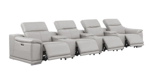 HomeRoots 175" Ash Gray Leather Reclining Sofa with USB Charging - Modern Comfort for Stylish Living Spaces! 643719