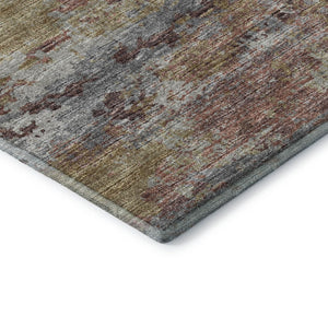 HomeRoots 8' Silver Mauve and Gold Abstract Round Rug – Washable, UV-Protected, Ideal for High-Traffic Areas 643734