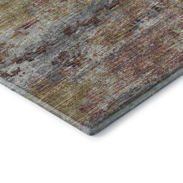 HomeRoots 8' Silver Mauve and Gold Abstract Round Rug – Washable, UV-Protected, Ideal for High-Traffic Areas 643734