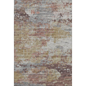 HomeRoots 8' X 10' Washable Silver Mauve & Gold Abstract Area Rug – Durable, UV-Protected, Stylish Home Decor 643735