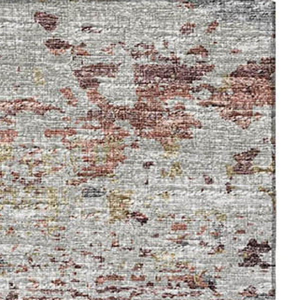 HomeRoots 10' X 14' Modern Silver Mauve Gold Abstract Area Rug - Washable, Stain Resistant & UV Protected! 643737