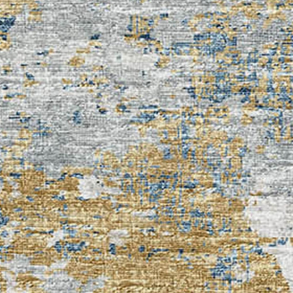 HomeRoots 9' X 12' Blue, Ivory & Gold Abstract Washable Area Rug - UV Protected, Durable & Stylish Design! 643742