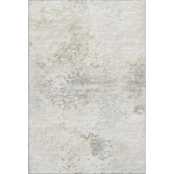 HomeRoots 5' X 8' Ivory and Beige Abstract Area Rug - Stylish, Washable, UV-Protected for Modern Living Spaces 643745