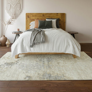 HomeRoots 5' X 8' Ivory and Beige Abstract Area Rug - Stylish, Washable, UV-Protected for Modern Living Spaces 643745
