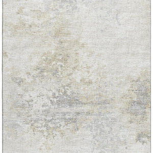 HomeRoots 5' X 8' Ivory and Beige Abstract Area Rug - Stylish, Washable, UV-Protected for Modern Living Spaces 643745