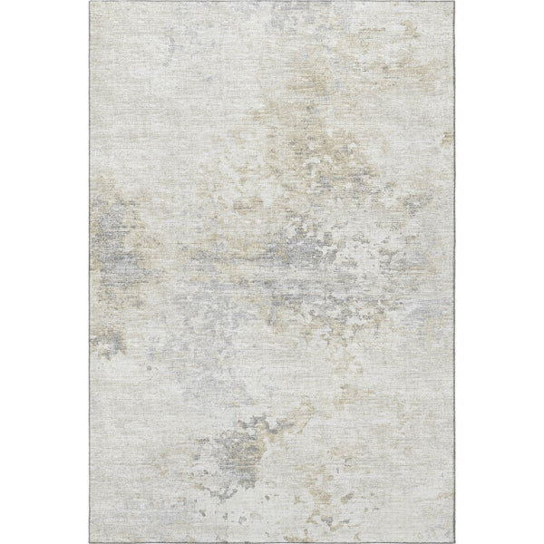 HomeRoots 8' X 10' Ivory & Beige Abstract Washable Area Rug - Stylish, Durable, Stain-Resistant with UV Protection 643747