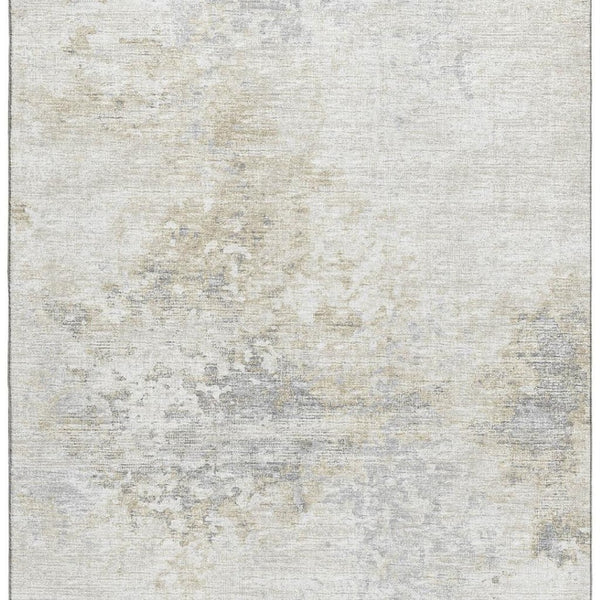 HomeRoots 9' X 12' Ivory and Beige Abstract Area Rug - Washable, Stain-Resistant, UV Protection for Homes 643748
