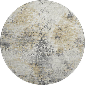 HomeRoots 8' Washable Round Rug in Midnight, Ivory & Beige - Modern Abstract Design with UV Protection! 643758