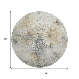 HomeRoots 8' Washable Round Rug in Midnight, Ivory & Beige - Modern Abstract Design with UV Protection! 643758