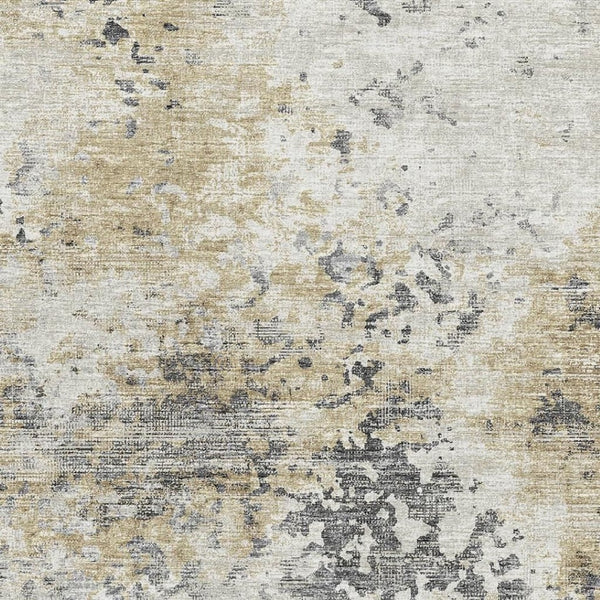 HomeRoots 8' X 10' Washable Midnight Ivory & Beige Abstract Area Rug with UV Protection for Modern Spaces 643759