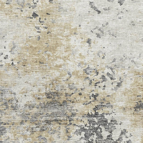 HomeRoots 9' X 12' Washable Abstract Area Rug in Midnight Ivory & Beige - Durable, Stylish & Easy Care! 643760