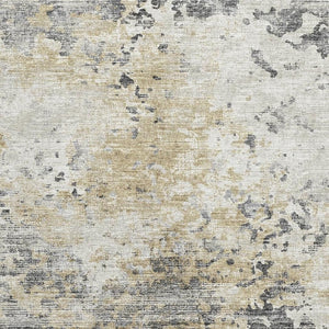 HomeRoots 10' X 14' Abstract Area Rug in Midnight Ivory & Beige - Washable, UV Protected & Stain Resistant! 643761