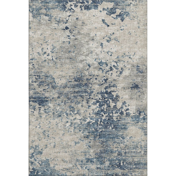 HomeRoots 5' X 8' Blue and Ivory Abstract Area Rug - Washable, Stain Resistant, UV Protected for Modern Homes 643763