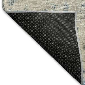HomeRoots 5' X 8' Blue and Ivory Abstract Area Rug - Washable, Stain Resistant, UV Protected for Modern Homes 643763