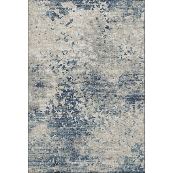 HomeRoots 5' X 8' Blue and Ivory Abstract Area Rug - Washable, Stain Resistant, UV Protected for Modern Homes 643763