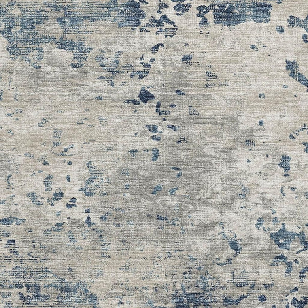 HomeRoots 8' X 10' Blue And Ivory Abstract Washable Area Rug - Durable, UV-Resistant, Stylish & Family-Friendly! 643765