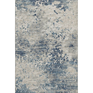 HomeRoots 9' X 12' Blue And Ivory Abstract Area Rug - Washable, UV Protected, Stylish for High-Traffic Spaces 643766