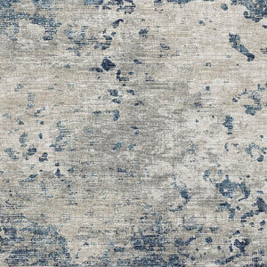HomeRoots 9' X 12' Blue And Ivory Abstract Area Rug - Washable, UV Protected, Stylish for High-Traffic Spaces 643766