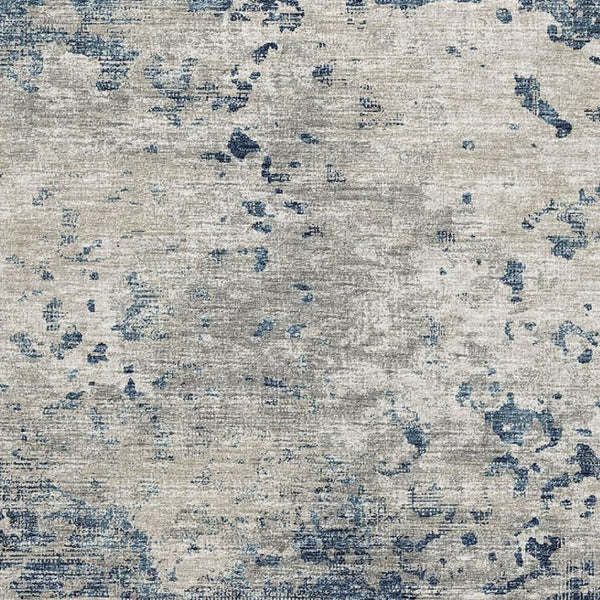 HomeRoots 9' X 12' Blue And Ivory Abstract Area Rug - Washable, UV Protected, Stylish for High-Traffic Spaces 643766