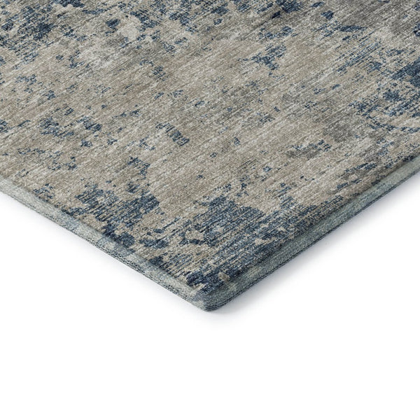 HomeRoots 10' X 14' Blue and Ivory Abstract Area Rug - Washable, UV Protected, Perfect for High-Traffic Spaces! 643767