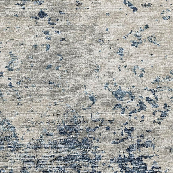 HomeRoots 10' X 14' Blue and Ivory Abstract Area Rug - Washable, UV Protected, Perfect for High-Traffic Spaces! 643767