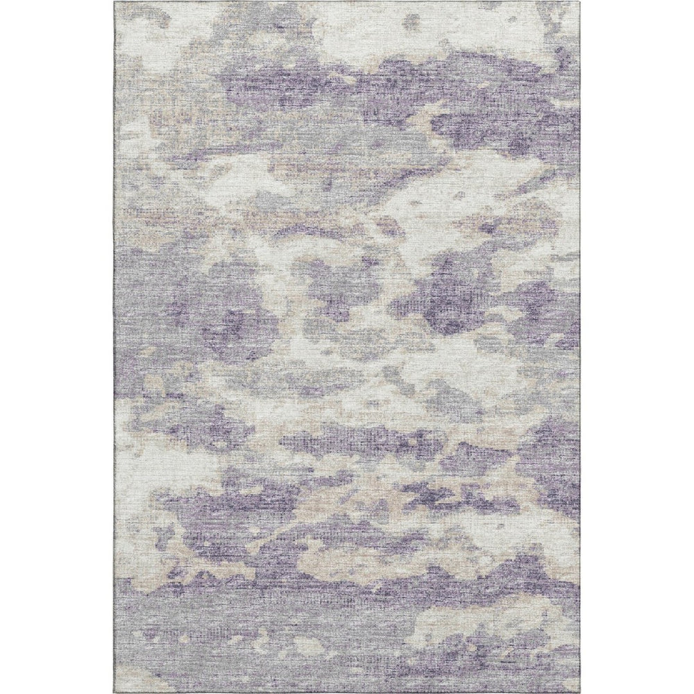 HomeRoots 8' X 10' Abstract Washable Area Rug in Purple & Ivory - Stain Resistant, UV Protected & Stylish 643777