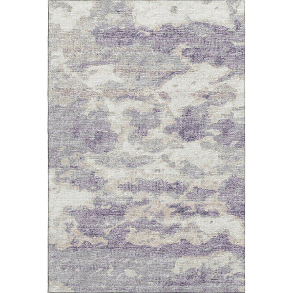 HomeRoots 10' X 14' Abstract Purple & Ivory Washable Area Rug with UV Protection for Modern Living Spaces 643779
