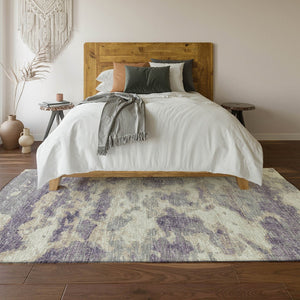 HomeRoots 10' X 14' Abstract Purple & Ivory Washable Area Rug with UV Protection for Modern Living Spaces 643779