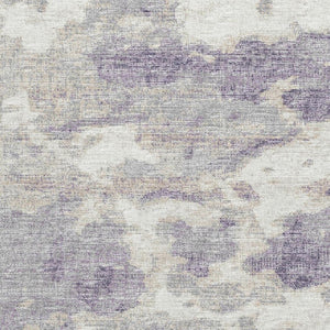 HomeRoots 10' X 14' Abstract Purple & Ivory Washable Area Rug with UV Protection for Modern Living Spaces 643779