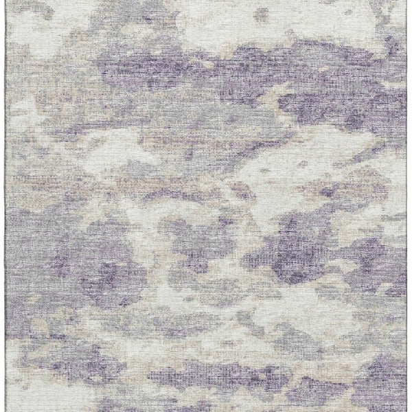 HomeRoots 10' X 14' Abstract Purple & Ivory Washable Area Rug with UV Protection for Modern Living Spaces 643779