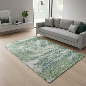 HomeRoots 5' X 8' Green and Ivory Abstract Area Rug - Stylish, Washable, Durable, Perfect for High-Traffic Homes! 643781
