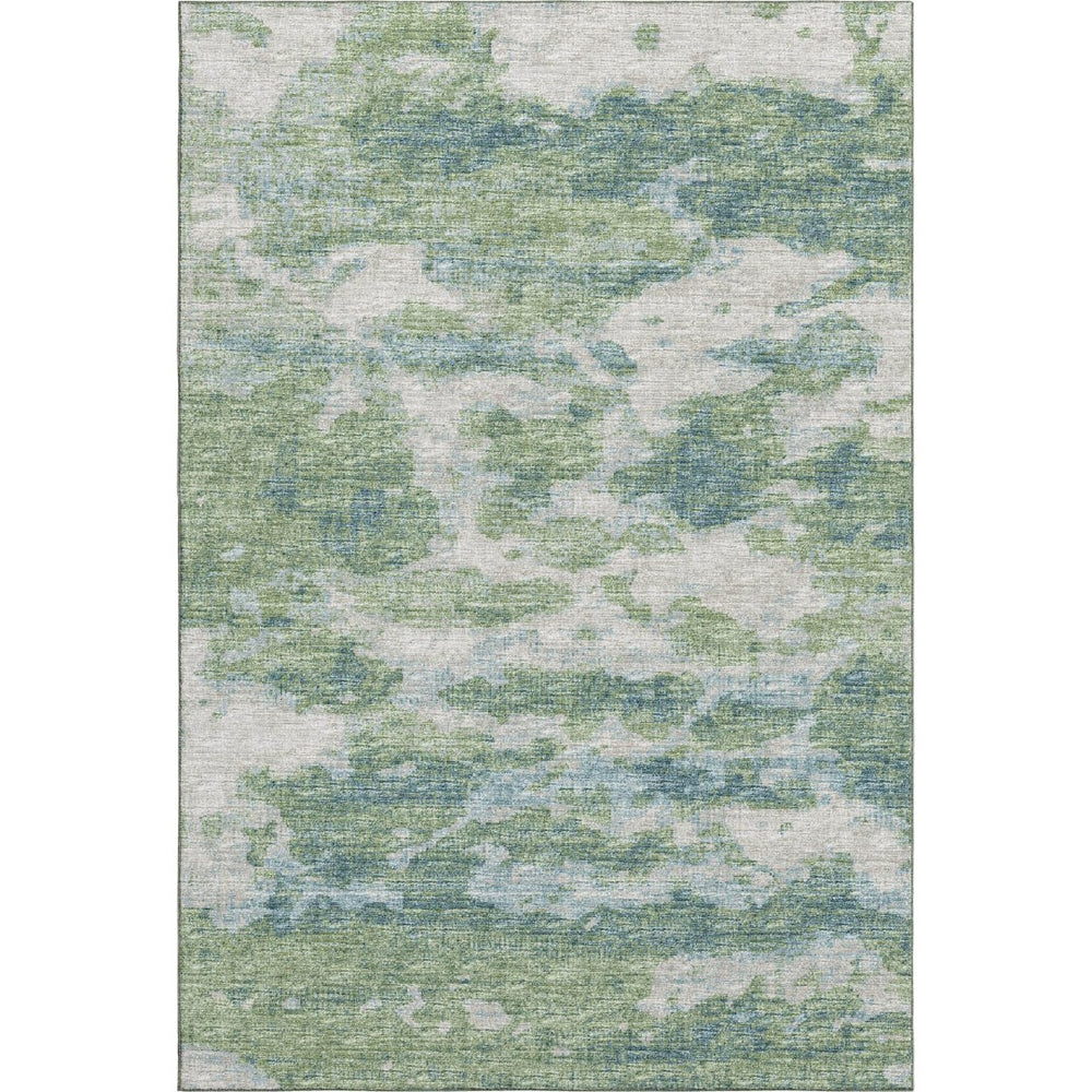 HomeRoots 10' X 14' Green And Ivory Abstract Washable Area Rug – UV Protected, Durable, Pet-Friendly Design 643785