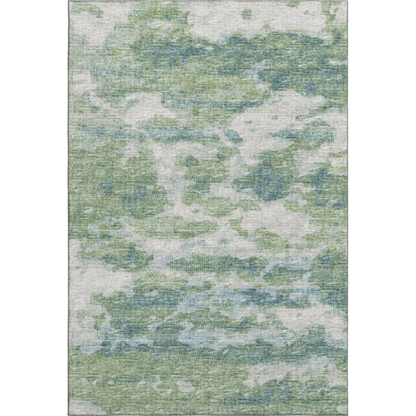 HomeRoots 10' X 14' Green And Ivory Abstract Washable Area Rug – UV Protected, Durable, Pet-Friendly Design 643785