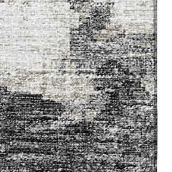 HomeRoots 5' X 8' Black And Ivory Abstract Washable Area Rug – Stylish, Durable, UV-Protected for Modern Homes 643787