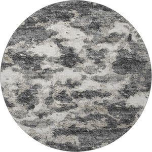 HomeRoots 8' Black And Ivory Abstract Round Rug – Stylish, Washable, UV-Protected, Perfect for High-Traffic Areas! 643788