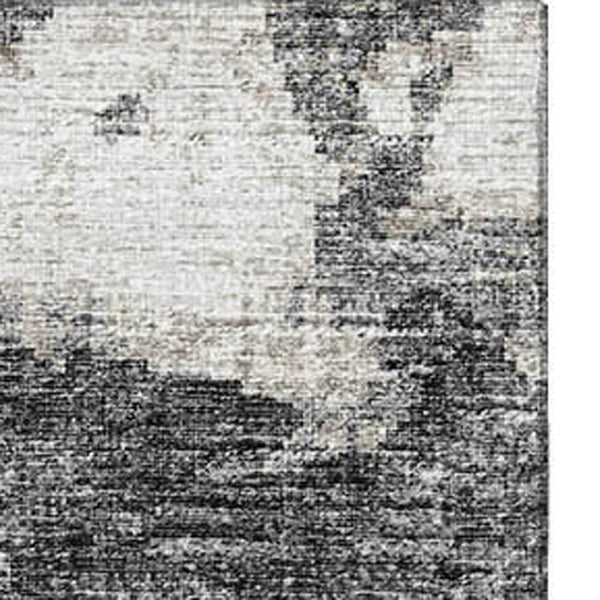 HomeRoots 8' X 10' Black And Ivory Abstract Area Rug - Washable, UV-Protected, Stylish for High-Traffic Spaces 643789
