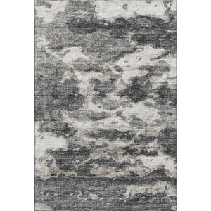 HomeRoots 8' X 10' Black And Ivory Abstract Area Rug - Washable, UV-Protected, Stylish for High-Traffic Spaces 643789