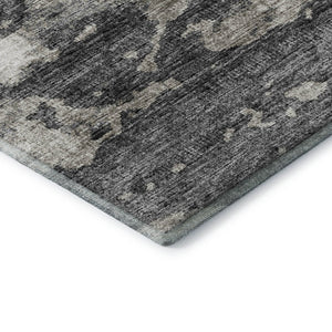 HomeRoots 8' X 10' Black And Ivory Abstract Area Rug - Washable, UV-Protected, Stylish for High-Traffic Spaces 643789