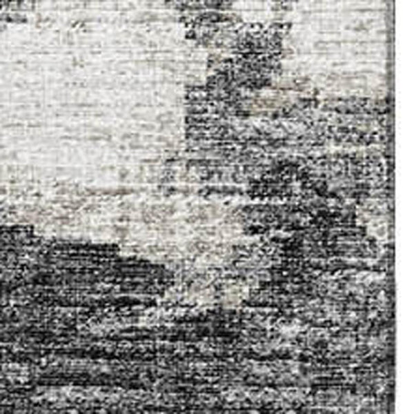 HomeRoots 9' X 12' Black And Ivory Abstract Area Rug - Stylish, Washable, UV-Protected for High-Traffic Spaces 643790