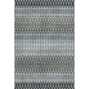 HomeRoots 5' X 8' Tribal Area Rug in Midnight & Gray - Machine Washable, UV Protected, Stylish & Durable! 643793