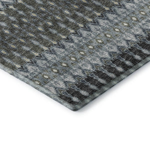 HomeRoots 5' X 8' Tribal Area Rug in Midnight & Gray - Machine Washable, UV Protected, Stylish & Durable! 643793