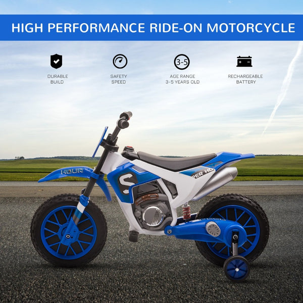 English Elm Aosom 12v Ride-on Dirt Bike for Kids with Training Wheels and Throttle Control W2225P200734