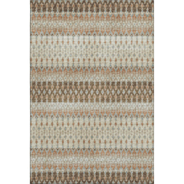 HomeRoots 9' X 12' Tribal Washable Area Rug in Burnt Sienna, Ivory & Blue - UV Protected, Durable & Stylish 643802