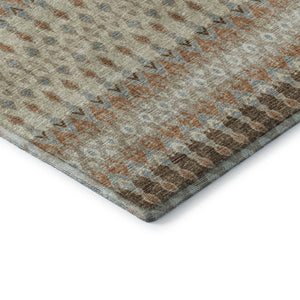 HomeRoots 9' X 12' Tribal Washable Area Rug in Burnt Sienna, Ivory & Blue - UV Protected, Durable & Stylish 643802