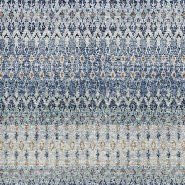 HomeRoots 8' X 10' Vibrant Aqua Gray and Orange Tribal Area Rug - Washable, UV Protected, and Durable Design! 643807