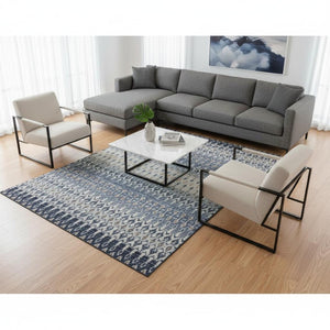 HomeRoots 9' X 12' Vibrant Aqua Gray & Orange Tribal Area Rug - Washable, UV Protected, Durable for High Traffic Areas 643808